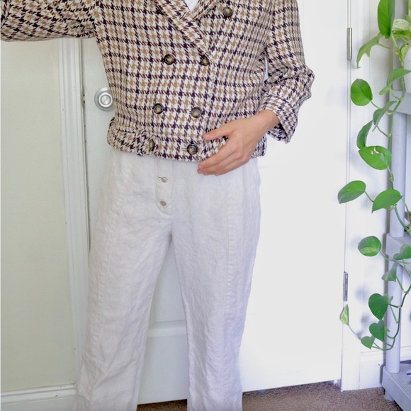 Seeds Linen Brown Buttons with Drawstring Trousers - Picture 16 of 16